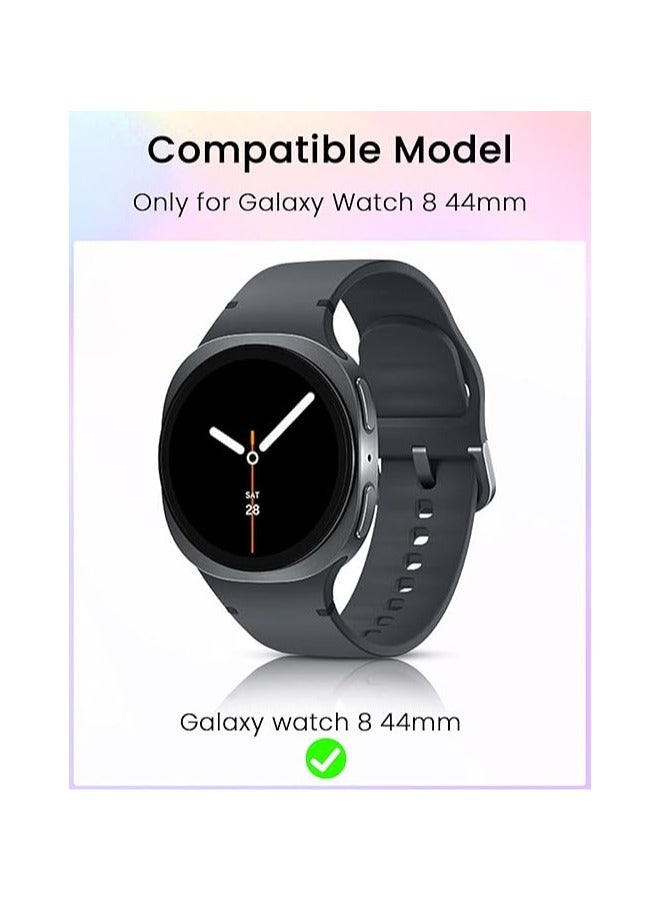 حَبْل تِك حامي شاشة من 3 قطع لساعة Samsung Galaxy Watch 9 / Watch 8 مقاس 44 مم، مع أداة تركيب ذاتية المحاذاة، زجاج مقسى شفاف عالي الدقة، مضاد للخدش وخالي من الفقاعات - Image 2